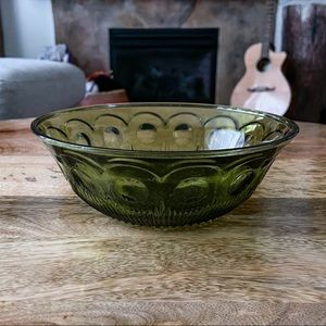 Green Depression Glass Bowl - 1960s Bartlett-Collins Manhattan EAPG Pattern